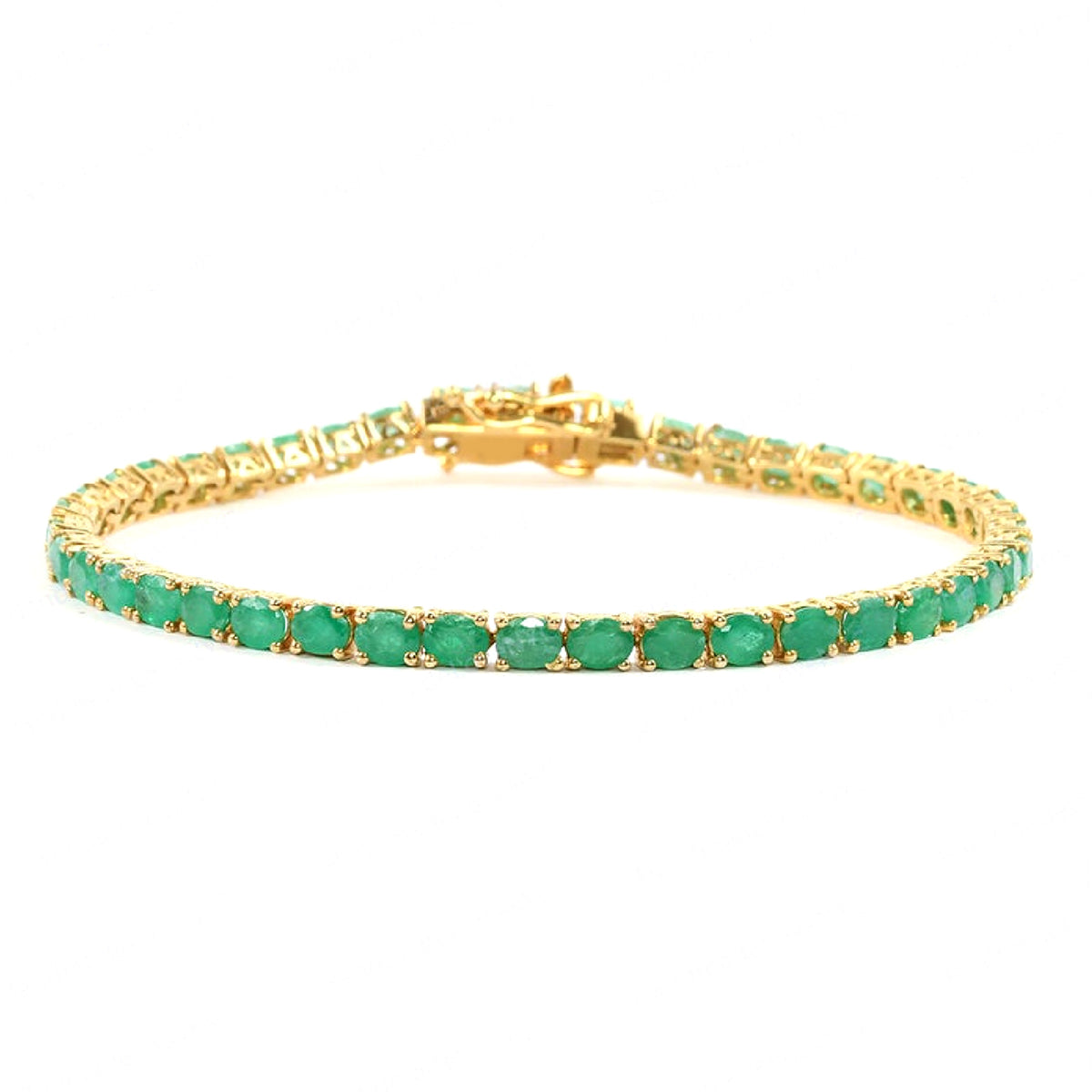 Emerald Tennis Bracelet – 925 Sterling Silver Gold Plated-0