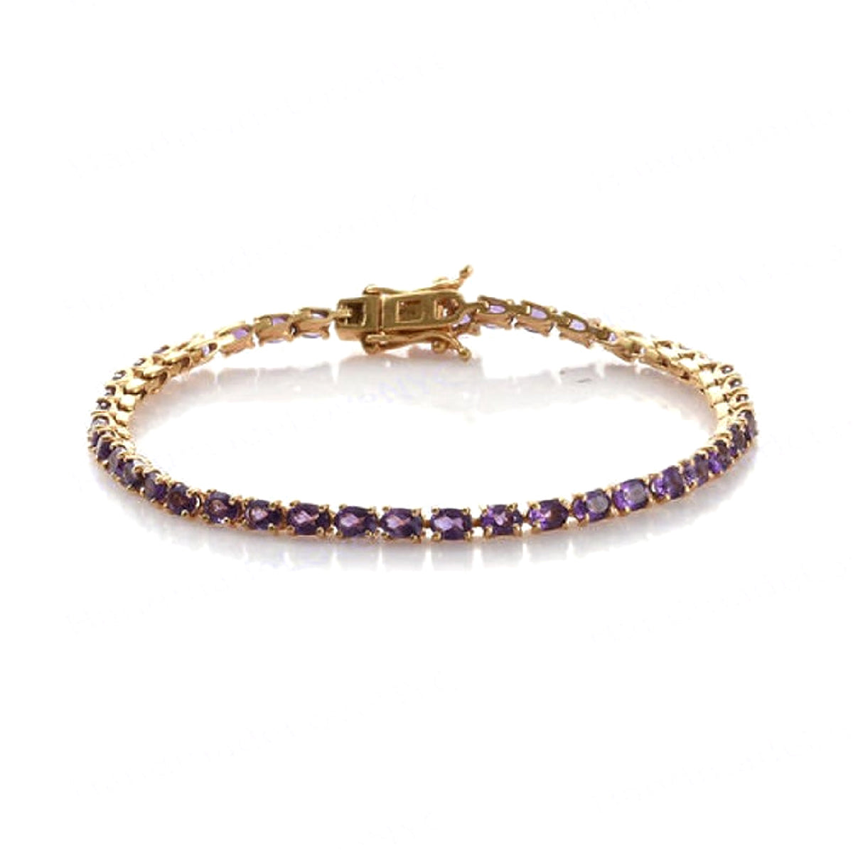 Amethyst Tennis Bracelet – 925 Sterling Silver Gold Plated-0