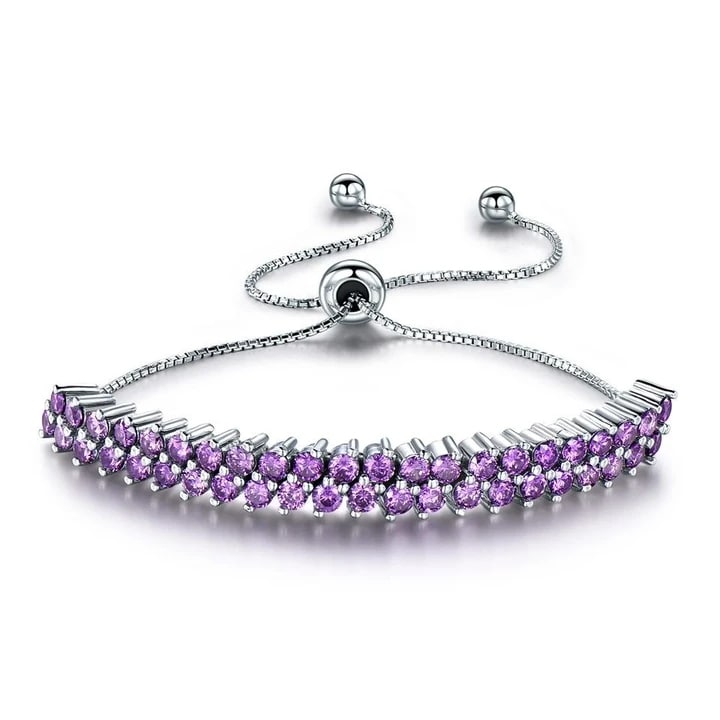 Amethyst Tennis Bracelet – 925 Sterling Silver-0