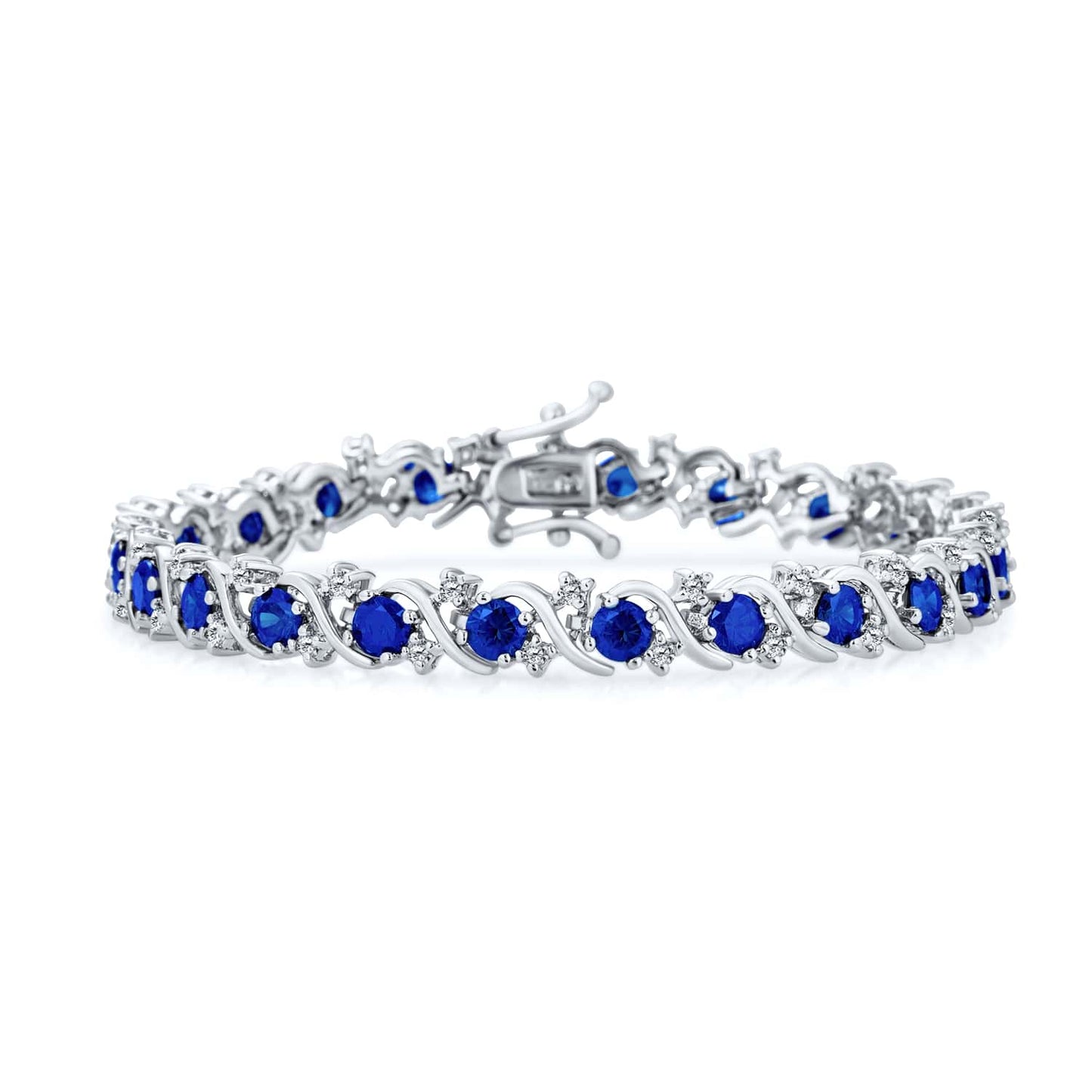 Blue Sapphire Tennis Bracelet – 925 Sterling Silver-0
