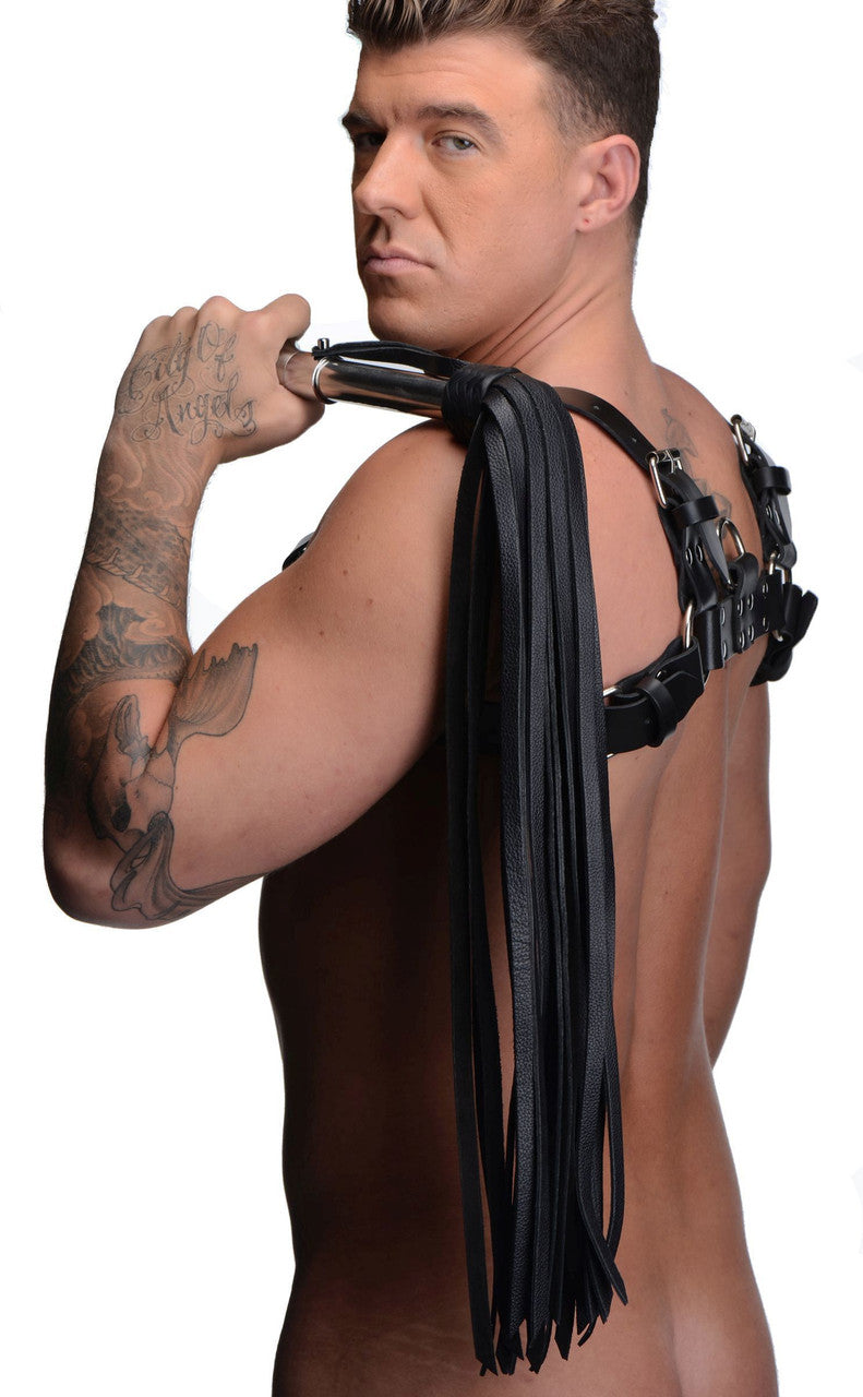 Leather Flogger with Stainless Steel Handle-0