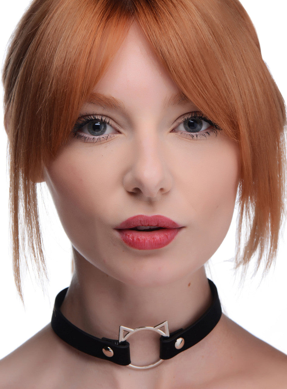 Kinky Kitty Ring Slim Choker - Black-0