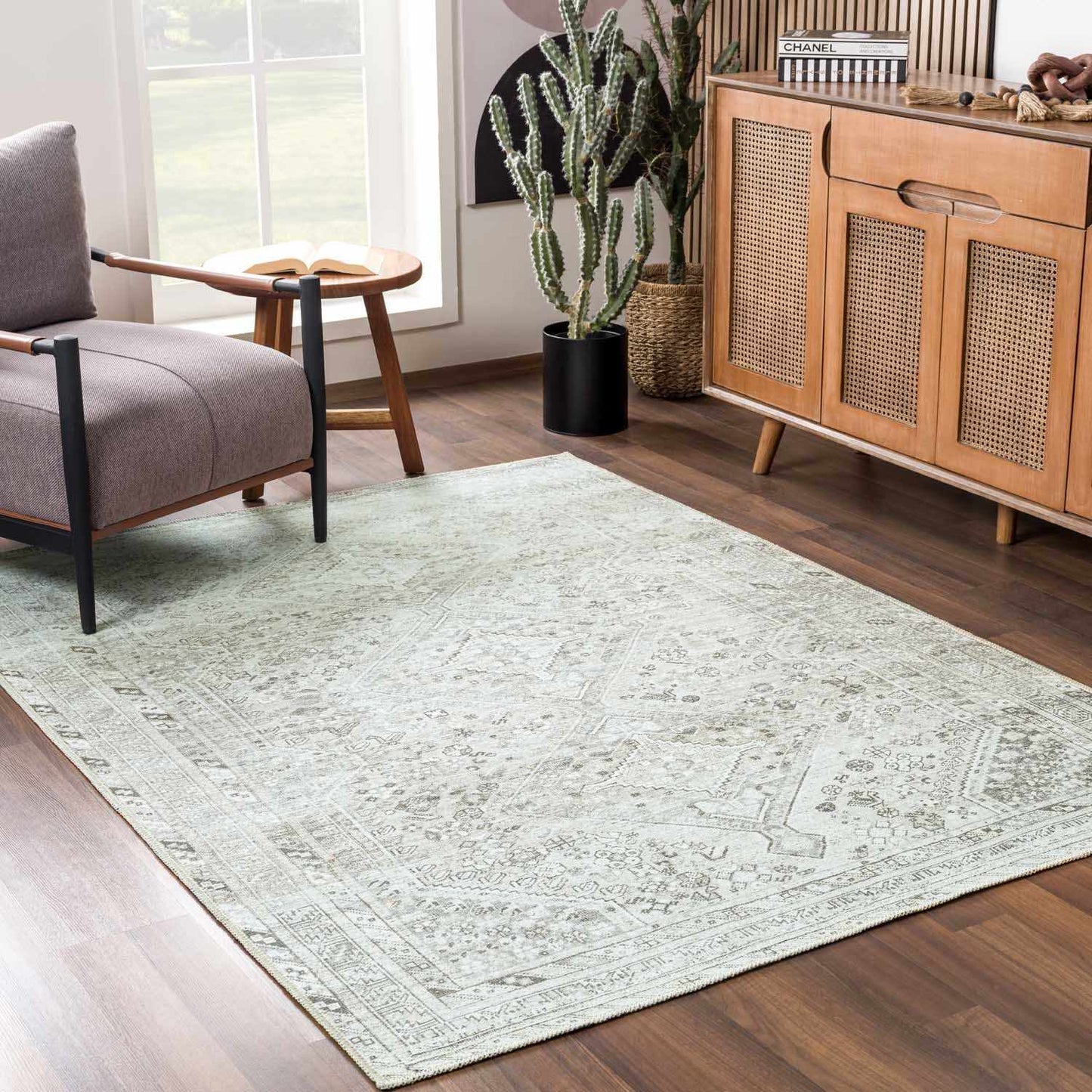 Barny Sage Flat Pile Washable Rug-6