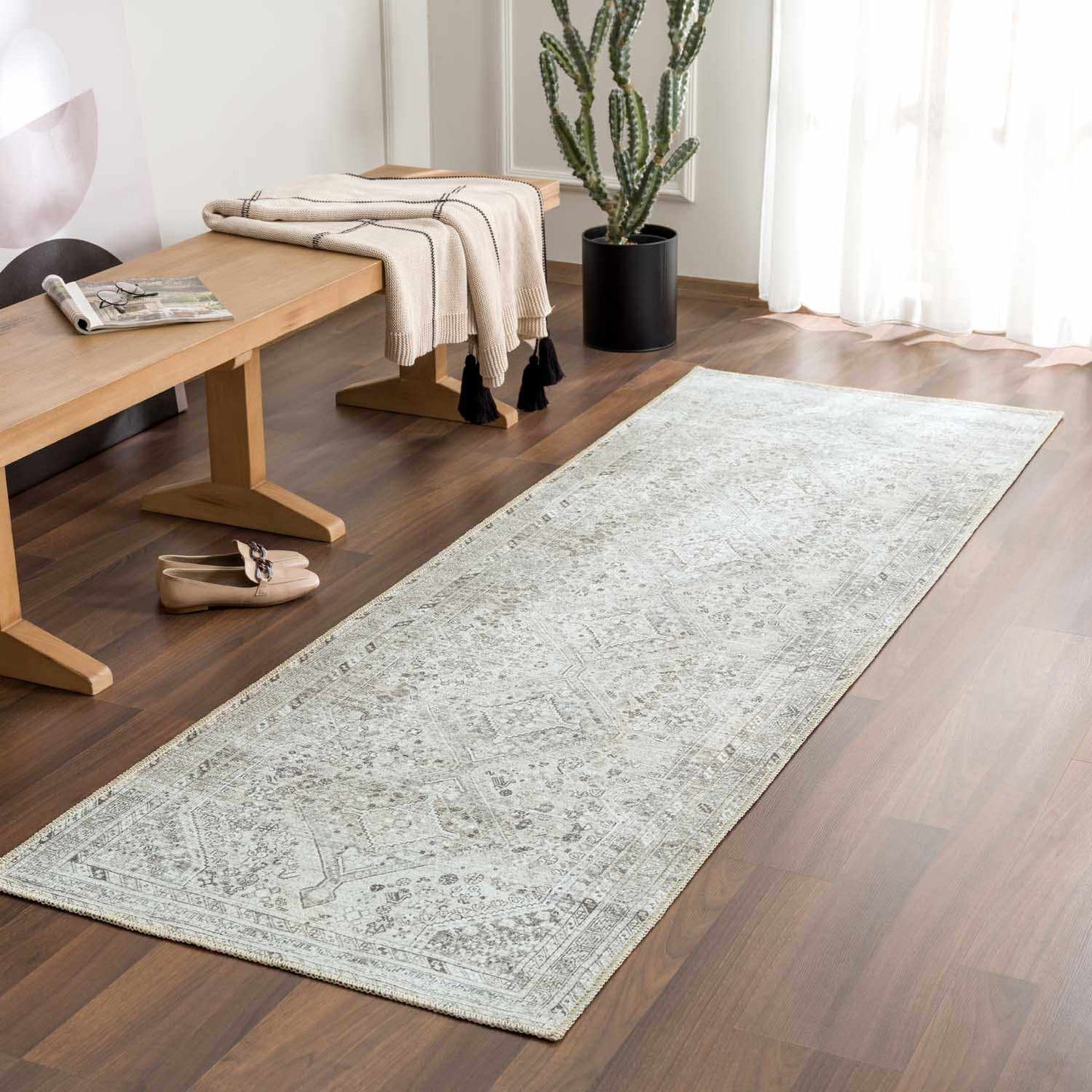 Barny Sage Flat Pile Washable Rug-5