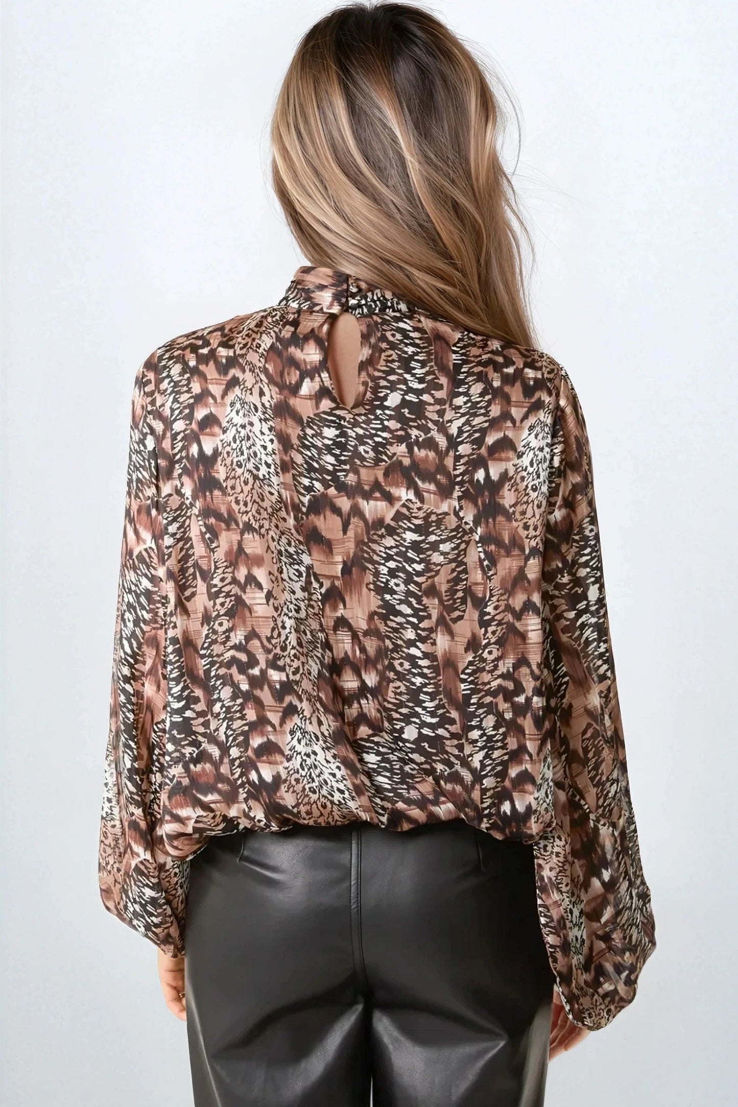 Brown Animal Print Blouse-2