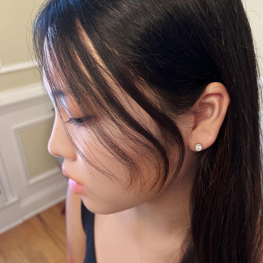 Bezel Set Round Cut Diamond Studs 1 TCW - 14k Solid Gold-3