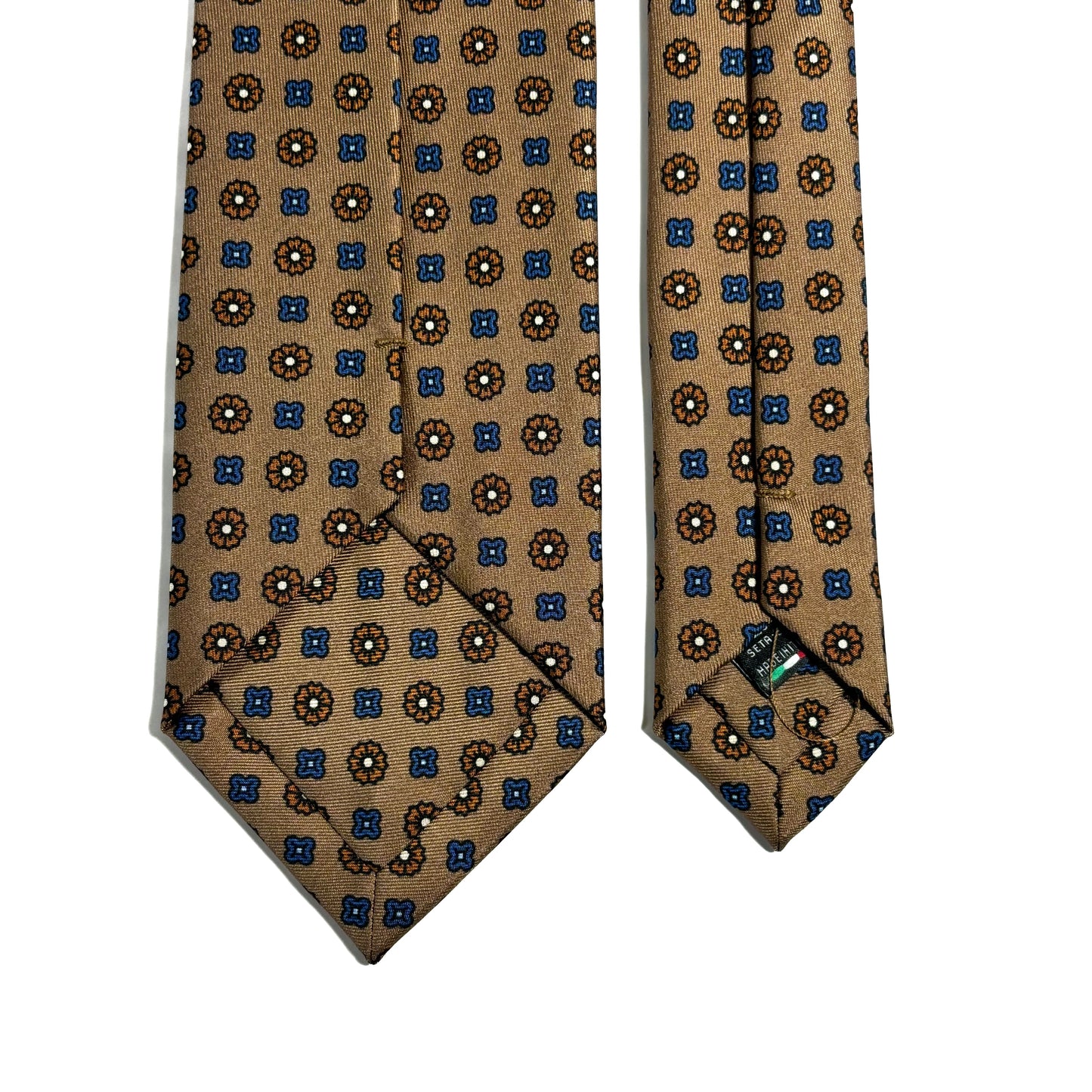 Beige Floral Printed Silk Twill Tie-3
