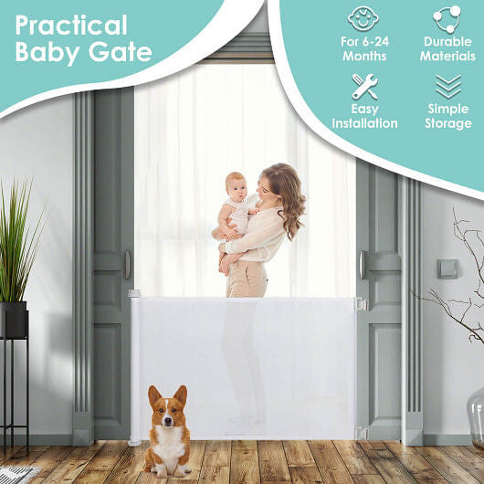 33 Inch Tall Retractable Mesh Safety Gate for Indoor and Outdoor Use-3