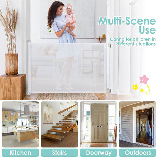 33 Inch Tall Retractable Mesh Safety Gate for Indoor and Outdoor Use-2