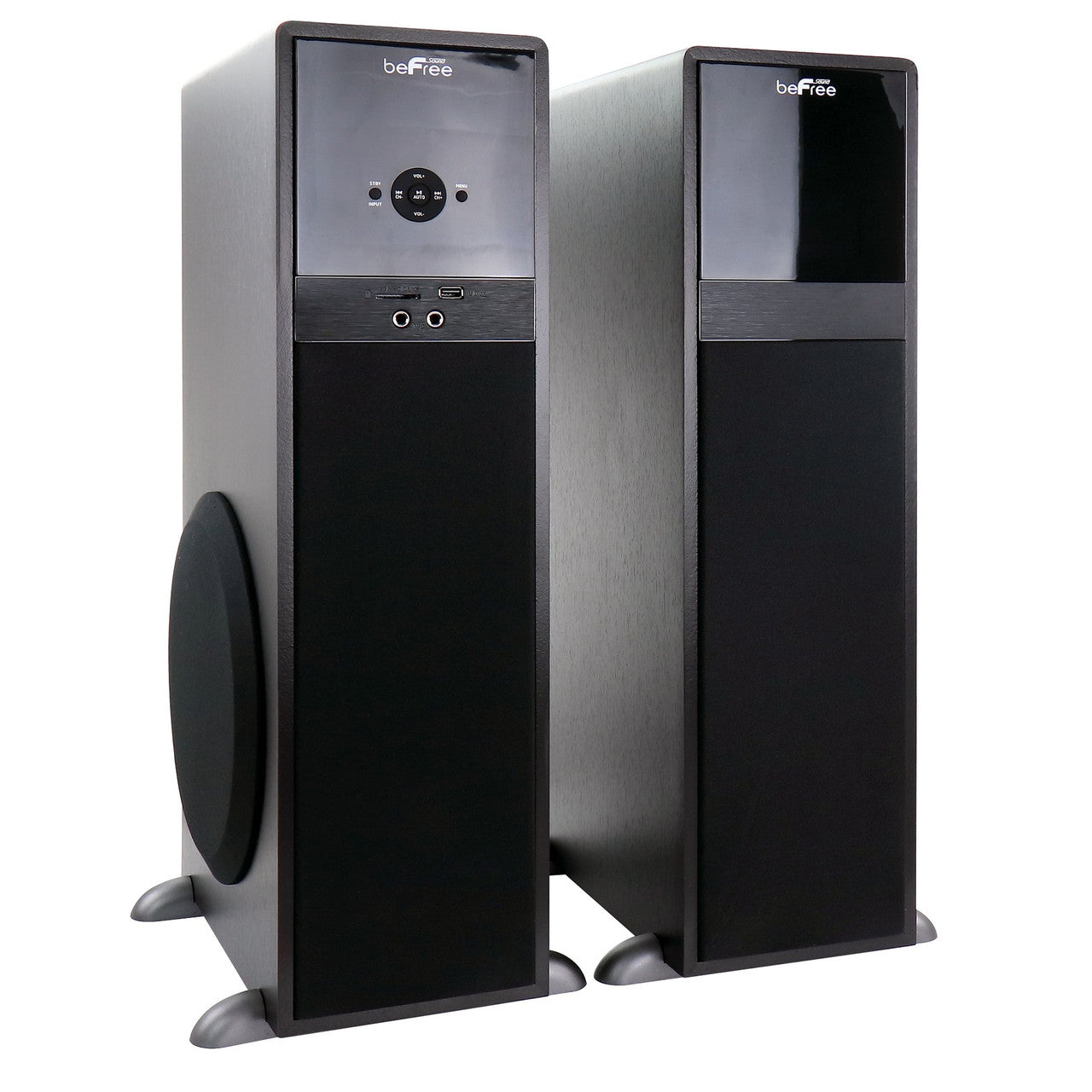 beFree Sound 2.1 Channel 80 Watt Bluetooth Tower Speakers with Remote and Microphone-0