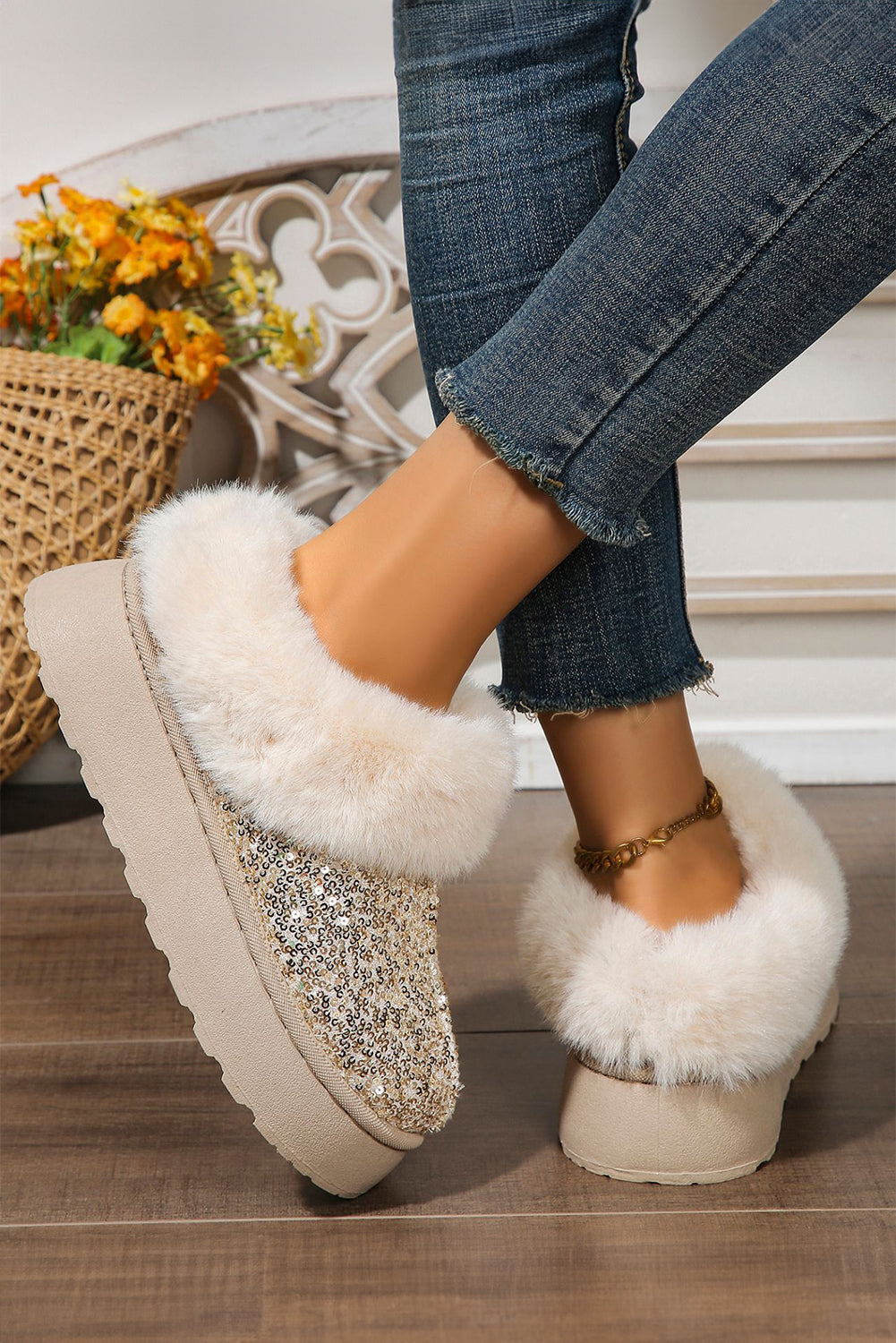 Lucia Sequin Thick Sole Snow Boots-1