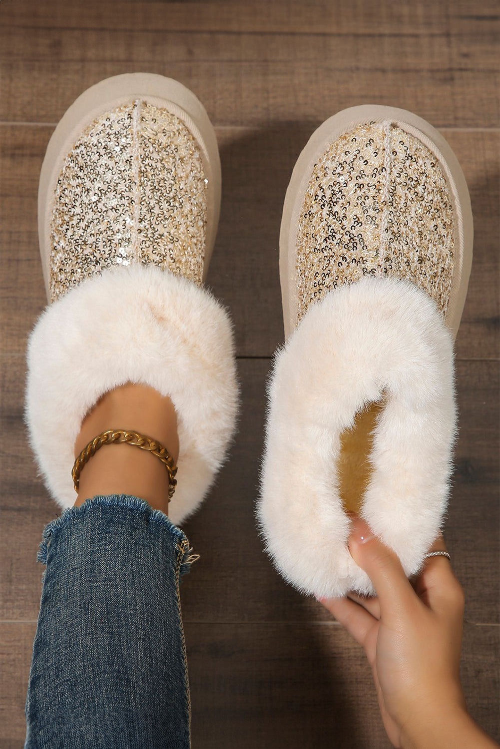 Lucia Sequin Thick Sole Snow Boots-4