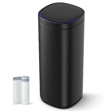 Black Motion Sensor Stainless Steel 13 gallon Trash Can with Ozone Button-2