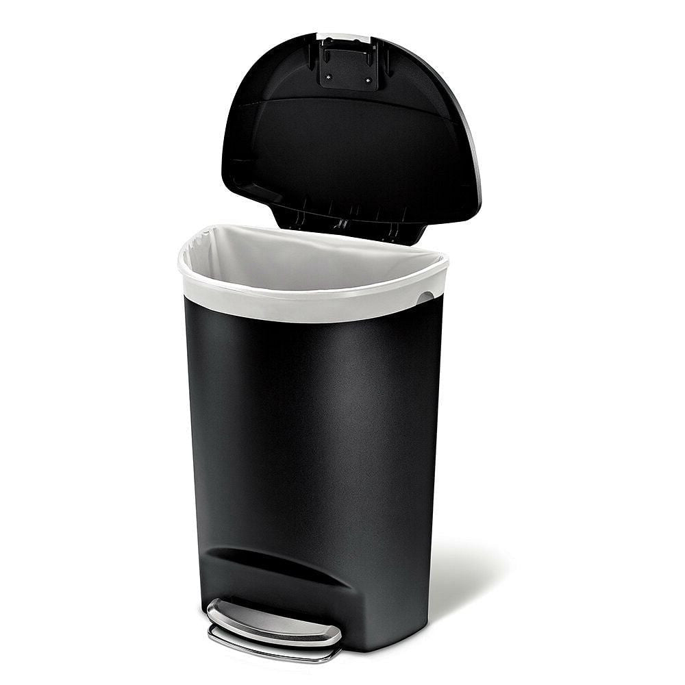 Black 13-Gallon Kitchen Trash Can with Foot Pedal Step Lid-2