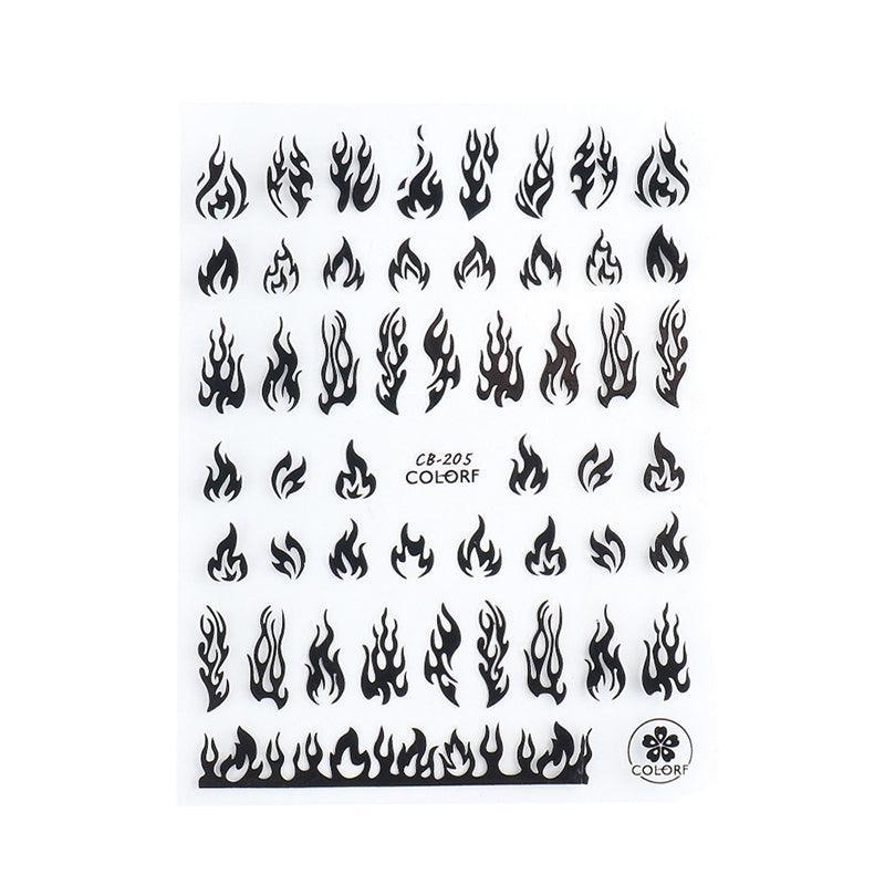 3D Flame Nail Stickers Fire Design Manicure Decals Self Adhesive Nail Art Sheet-5