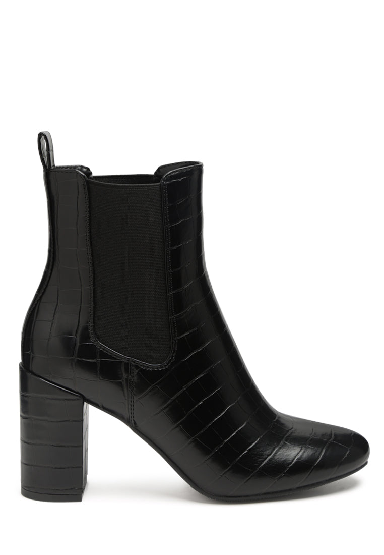 Babbel Faux Leather Block Heel Ankle Boots-5