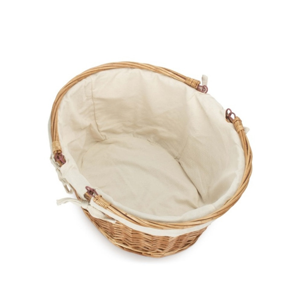 Lined Double Steamed Wicker Shopping Basket With Swing Handles-3