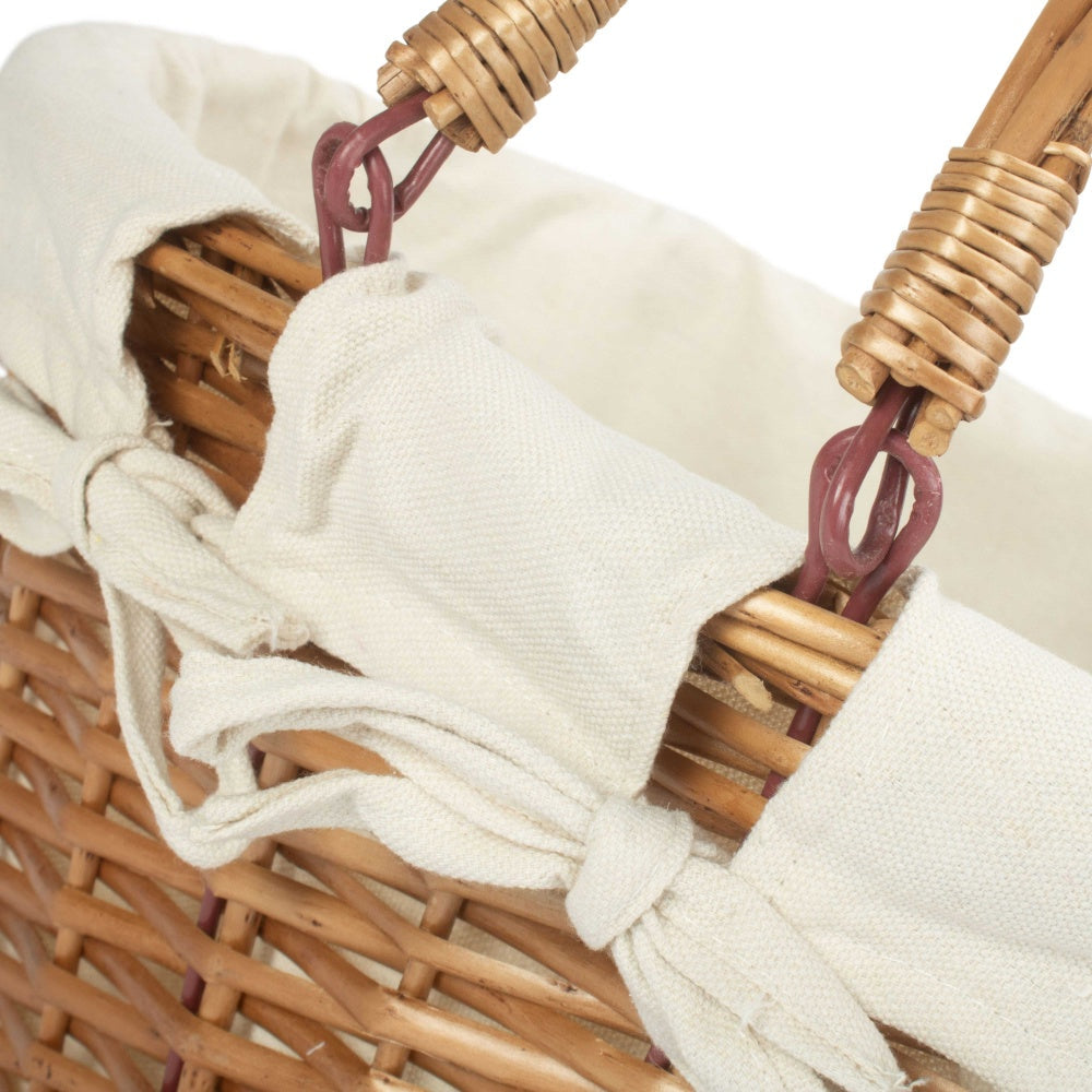 Lined Double Steamed Wicker Shopping Basket With Swing Handles-4