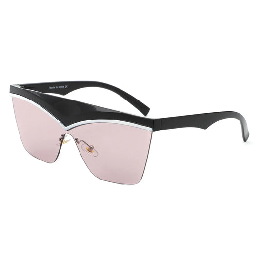 Lythia - Semi-Rimless Fashion Flat Top Sunglasses-0