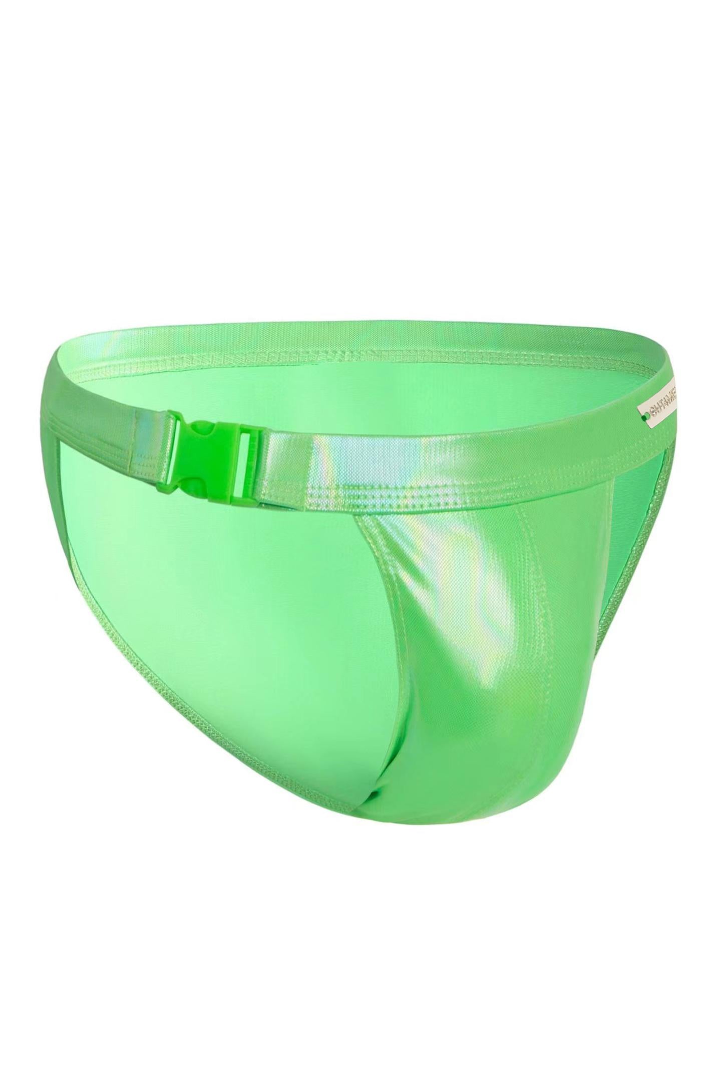 grüner Wetlook Clip Tanga Brief EMER4LD von Cut4Men XL-2
