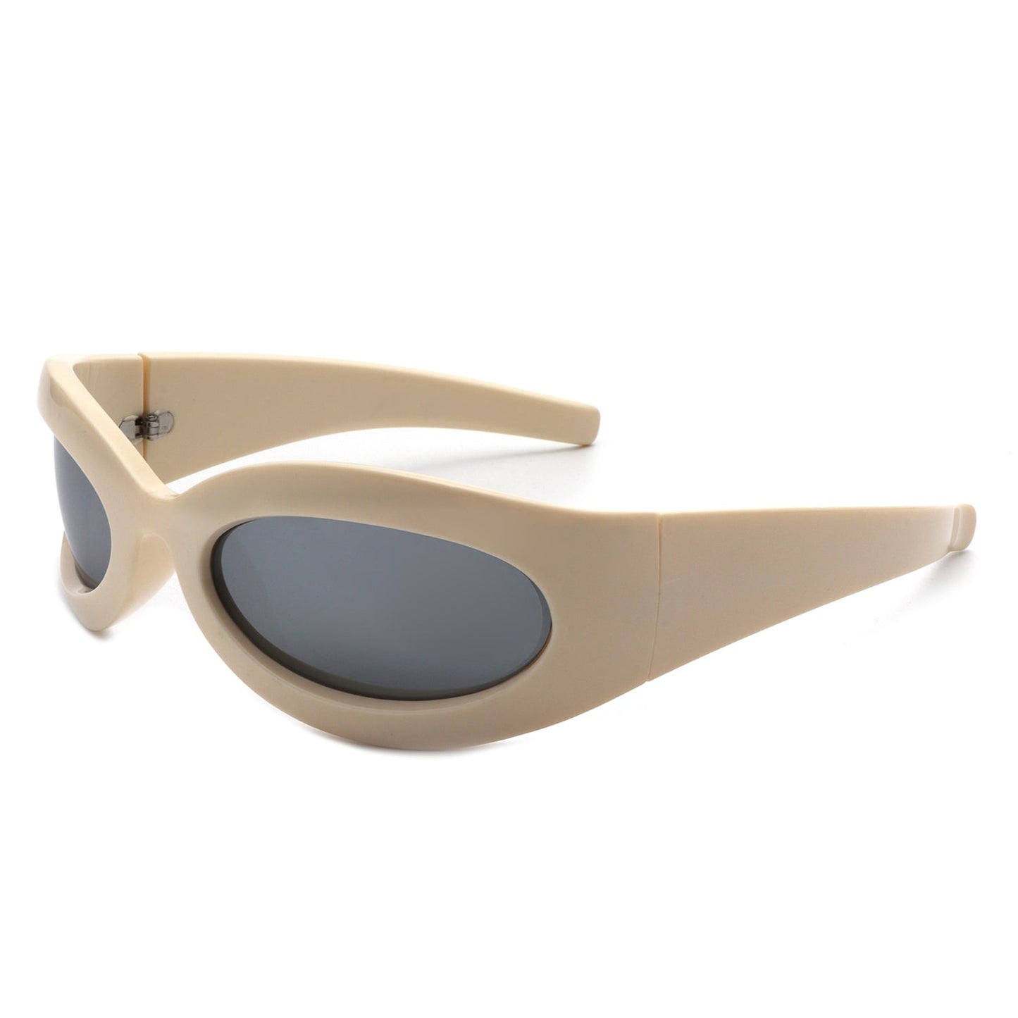 Albion - Retro Oval Wrap Around Round Sunglasses-7