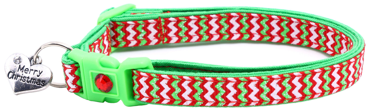 Christmas Chevron Breakaway Cat Collar-1