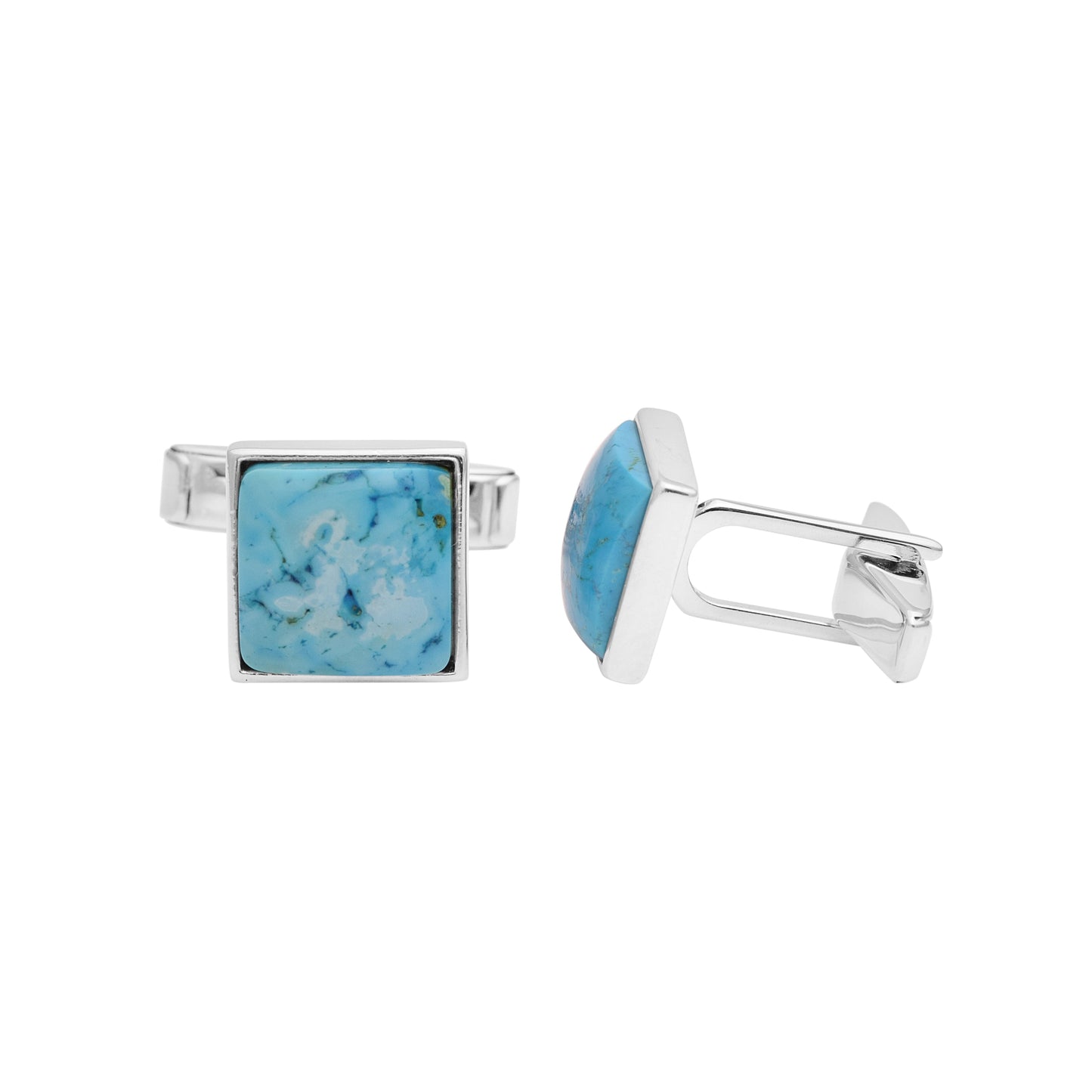 Larimar Square Cufflinks – Sterling Silver-3