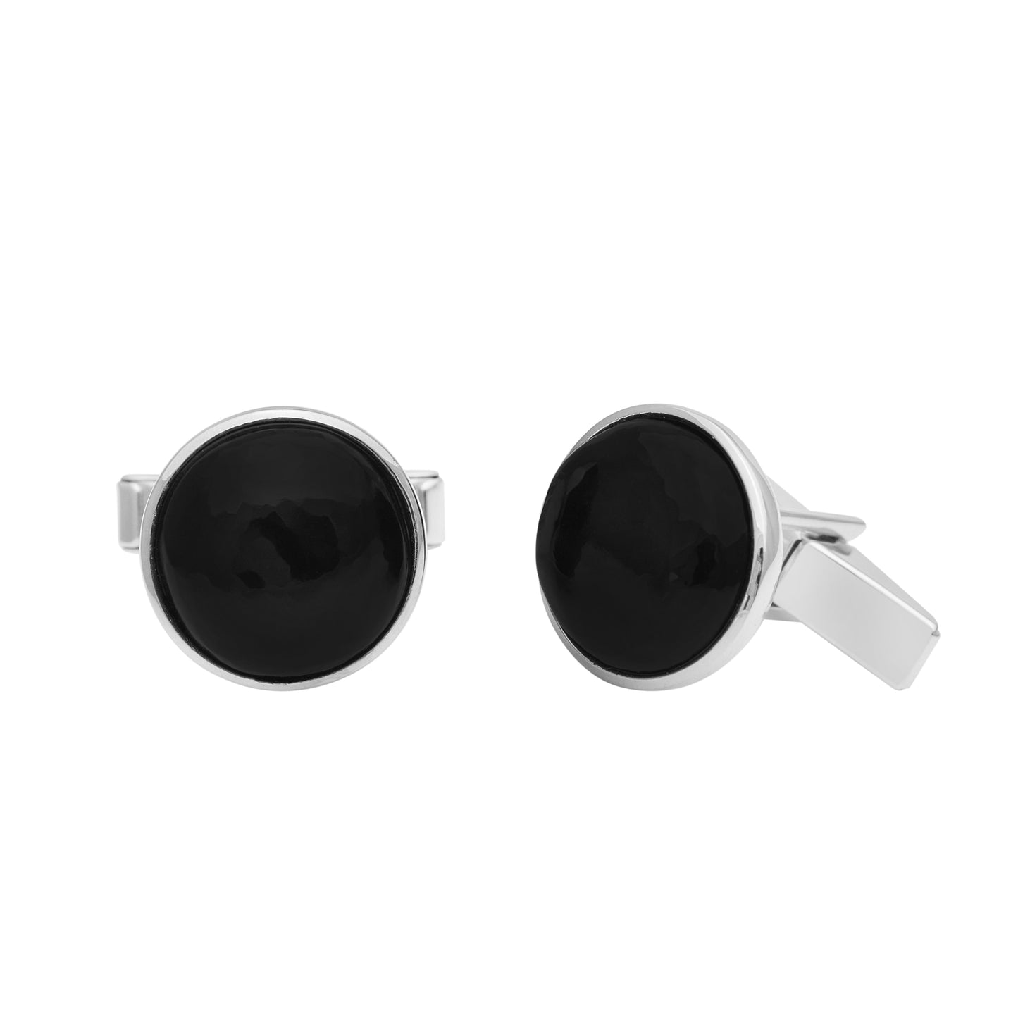 Black Onyx Round Cufflinks – Sterling Silver-3