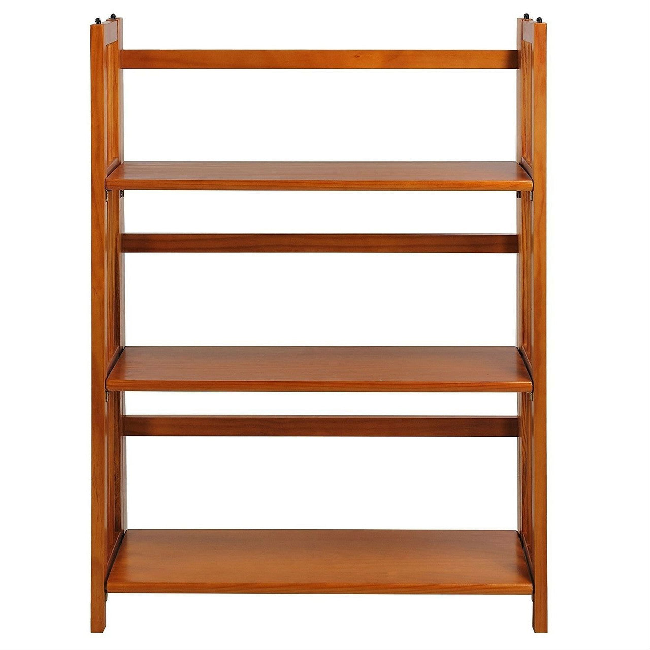 3-Shelf Folding Storage Shelves Bookcase in Honey Oak Finish-0