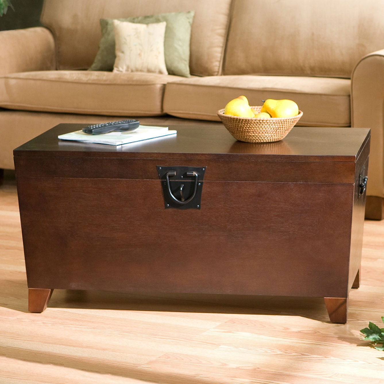 Contemporary Lift Top Coffee Table Storage Trunk in Espresso Finish-2