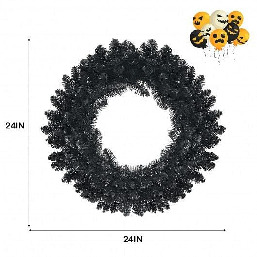 24 Inch Pre-lit Halloween Wreath with 35 Purple LED Lights-4