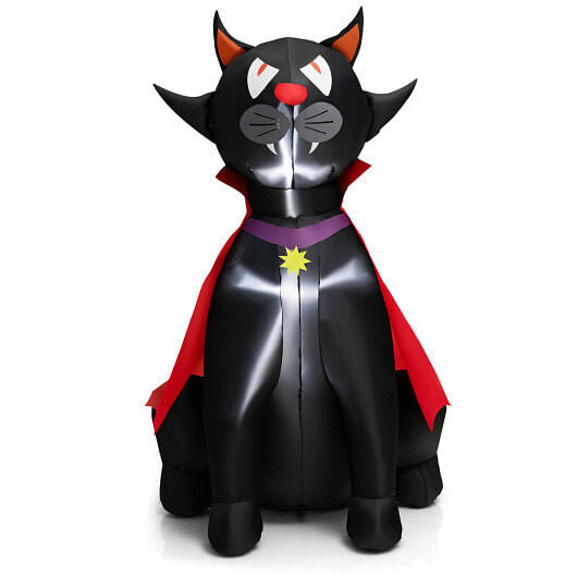 4.7 Feet Halloween Inflatable Vampire Cat with Red Cloak-0