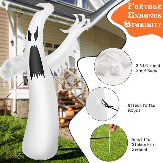 12 Feet Halloween Inflatable Ghost with LED Lights-3