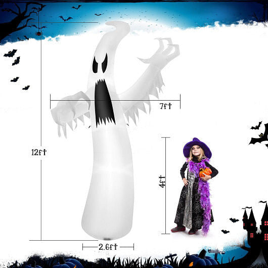 12 Feet Halloween Inflatable Ghost with LED Lights-4