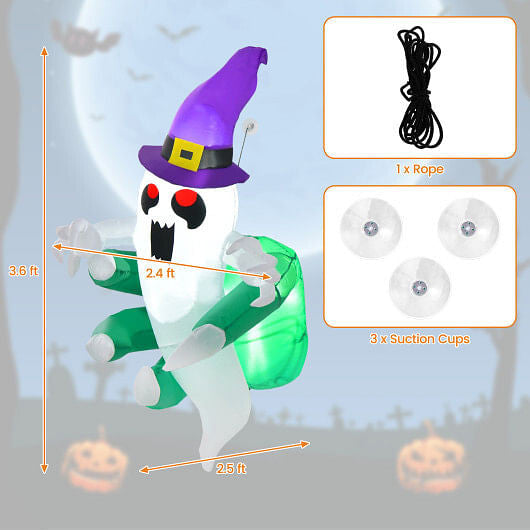 3.6 FT Halloween Inflatable Ghost Broke Out from Window-4