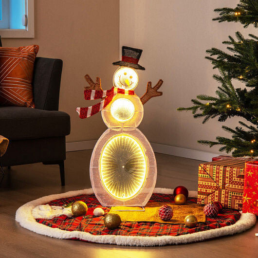 2.6 Feet Lighted Snowman with LED Lights and Metal Stand-1