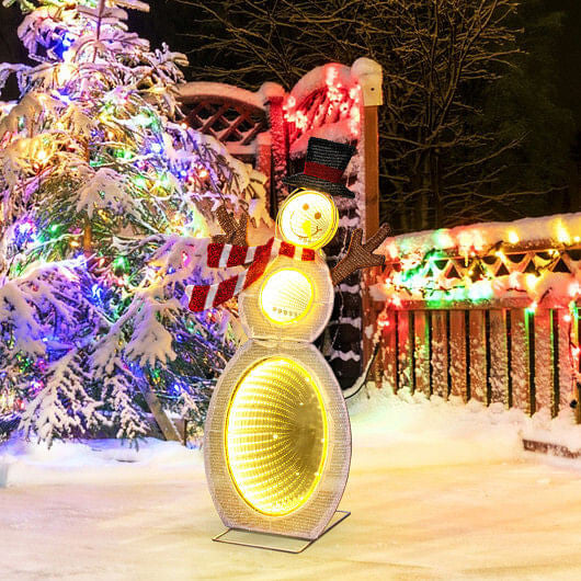 2.6 Feet Lighted Snowman with LED Lights and Metal Stand-3