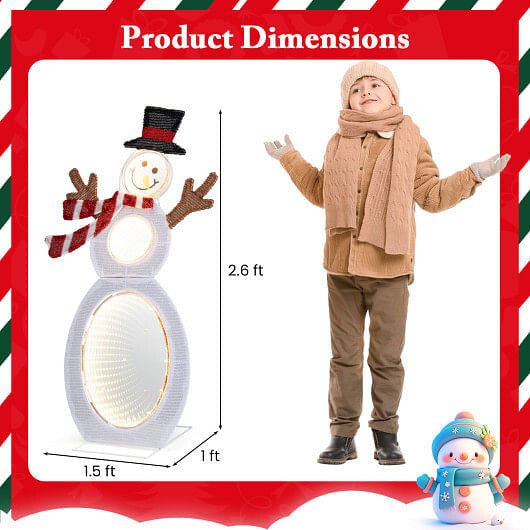 2.6 Feet Lighted Snowman with LED Lights and Metal Stand-4