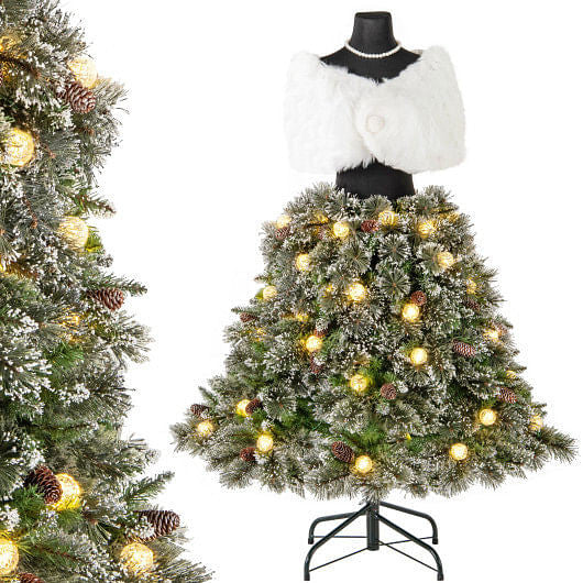 5 FT Pre-lit Mannequin Artificial Christmas Tree Hinged Dress Form Xmas Tree with 465 Branch Tips-4