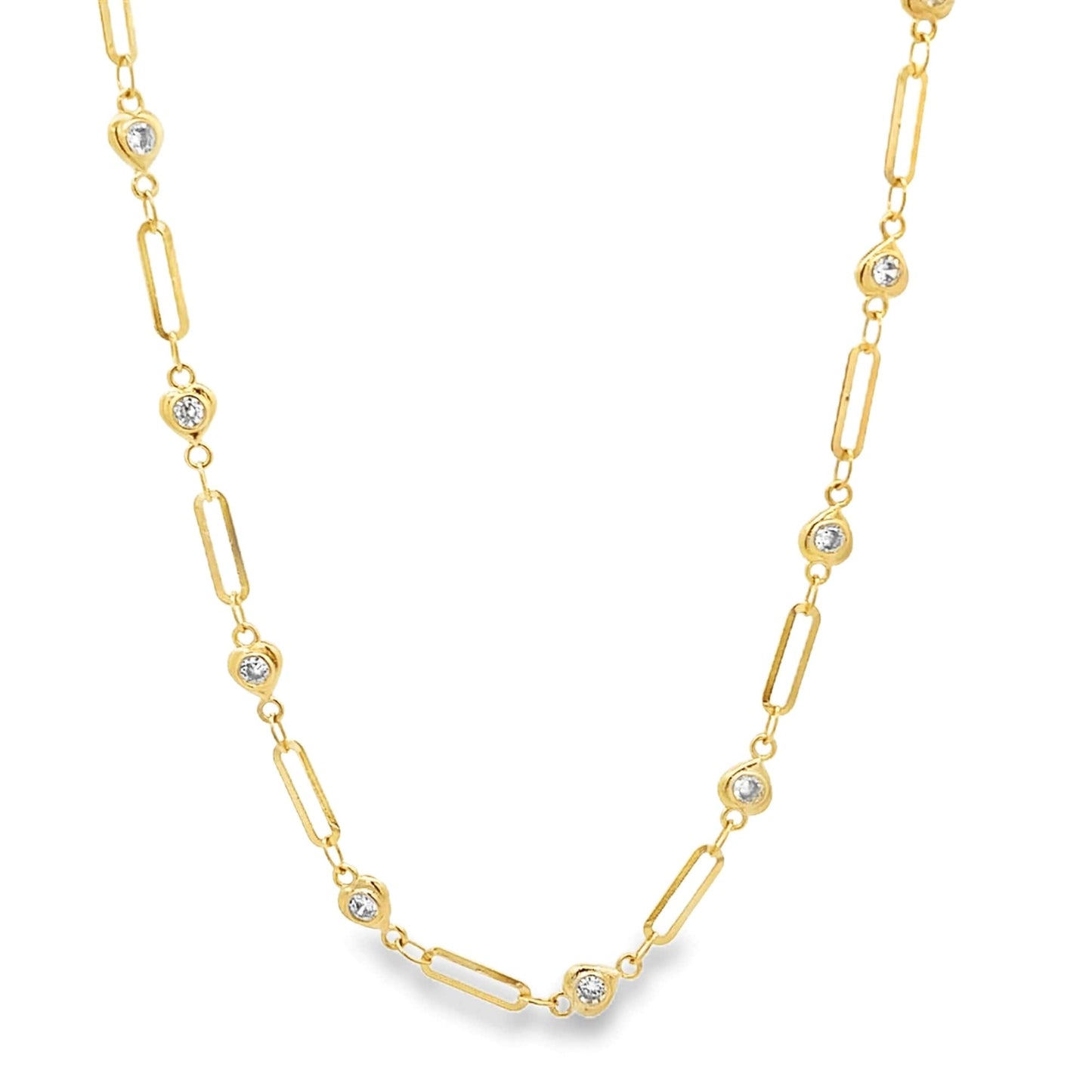 Clear CZ Heart Charm Clip Link Bracelet (H289/I133B)-1