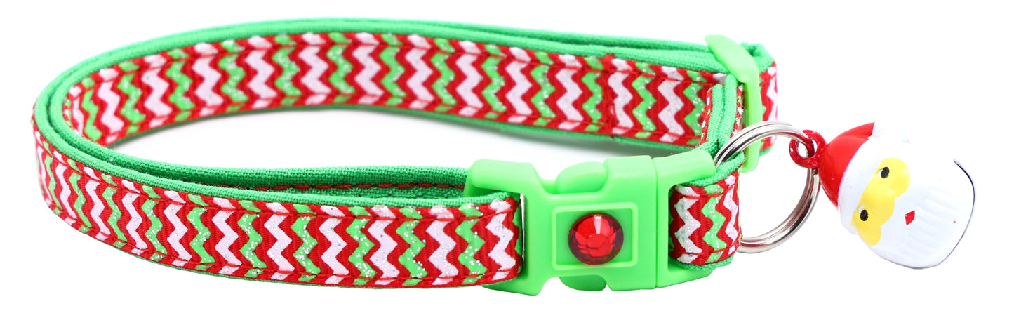 Christmas Chevron Breakaway Cat Collar-2