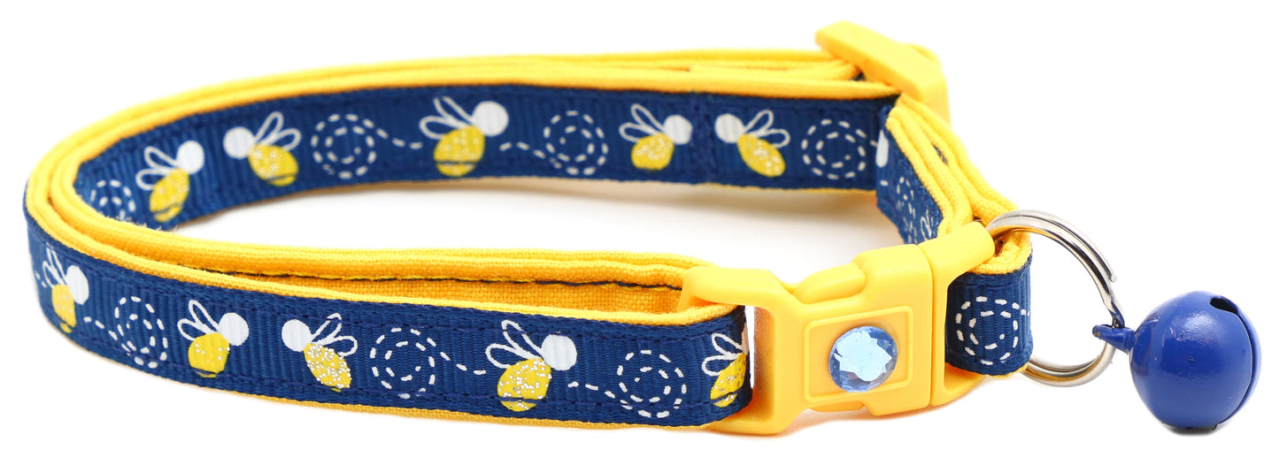 Fire Flies on Navy Cat Collar-1