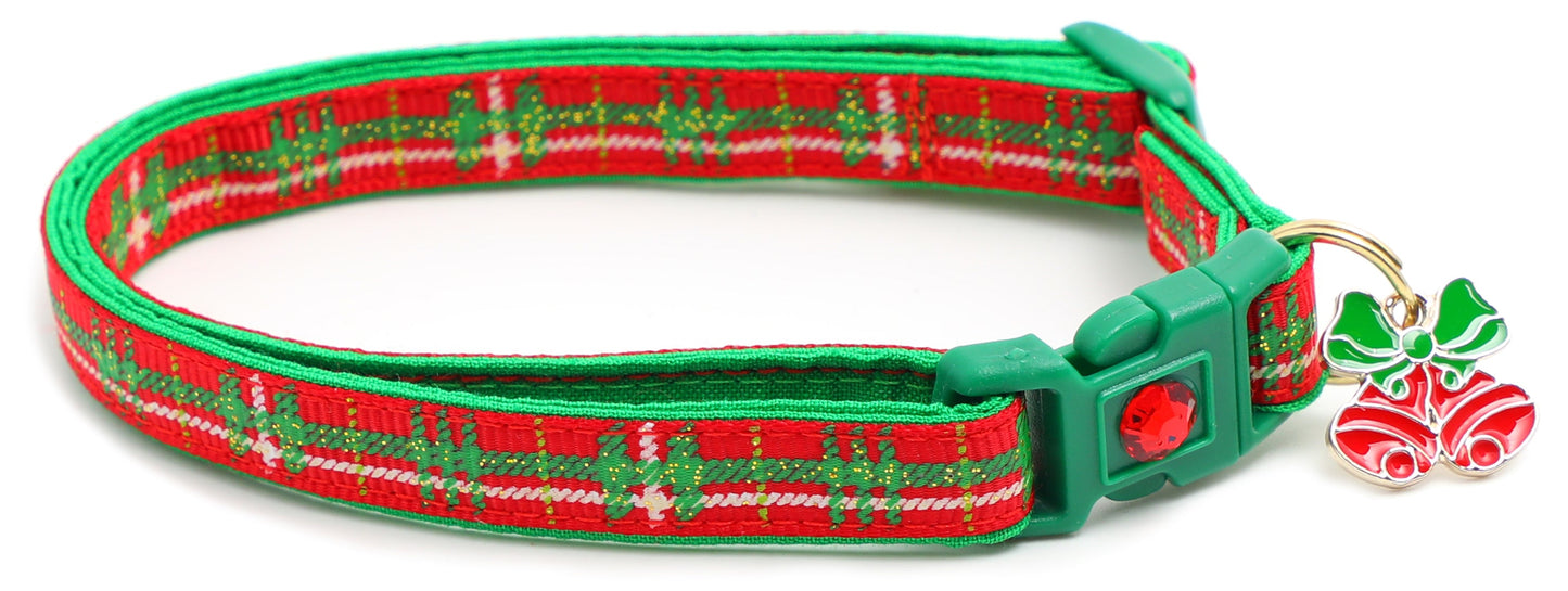 Green Tartan Breakaway Cat Collar-15