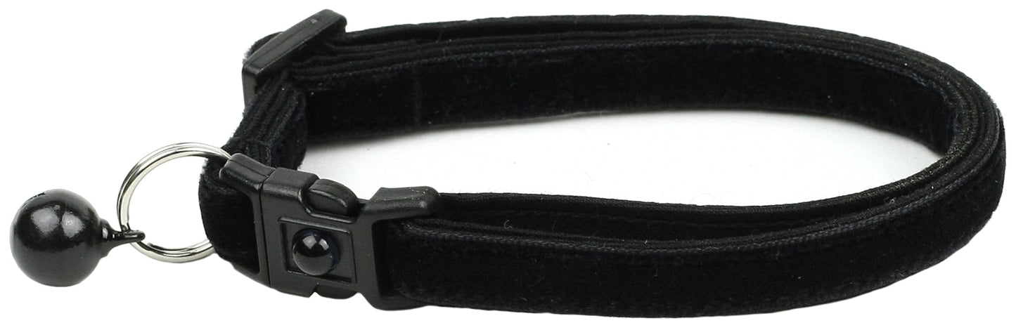 Soft Black Velvet Cat Collar-1
