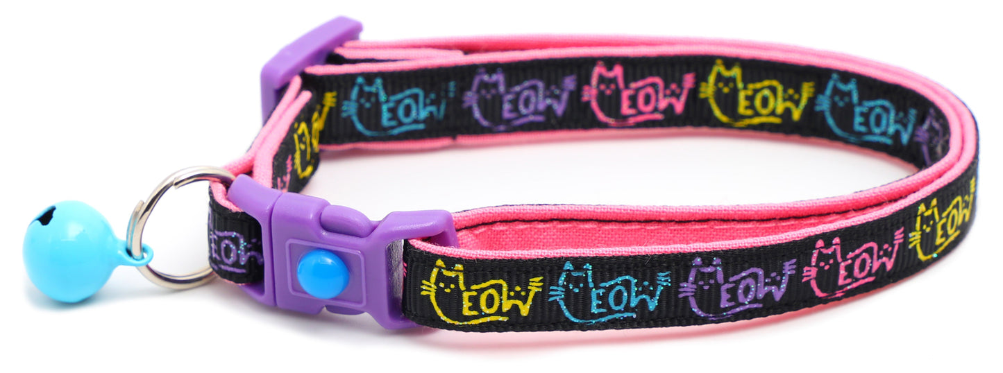 Colorful Meow Breakaway Cat Collar-1