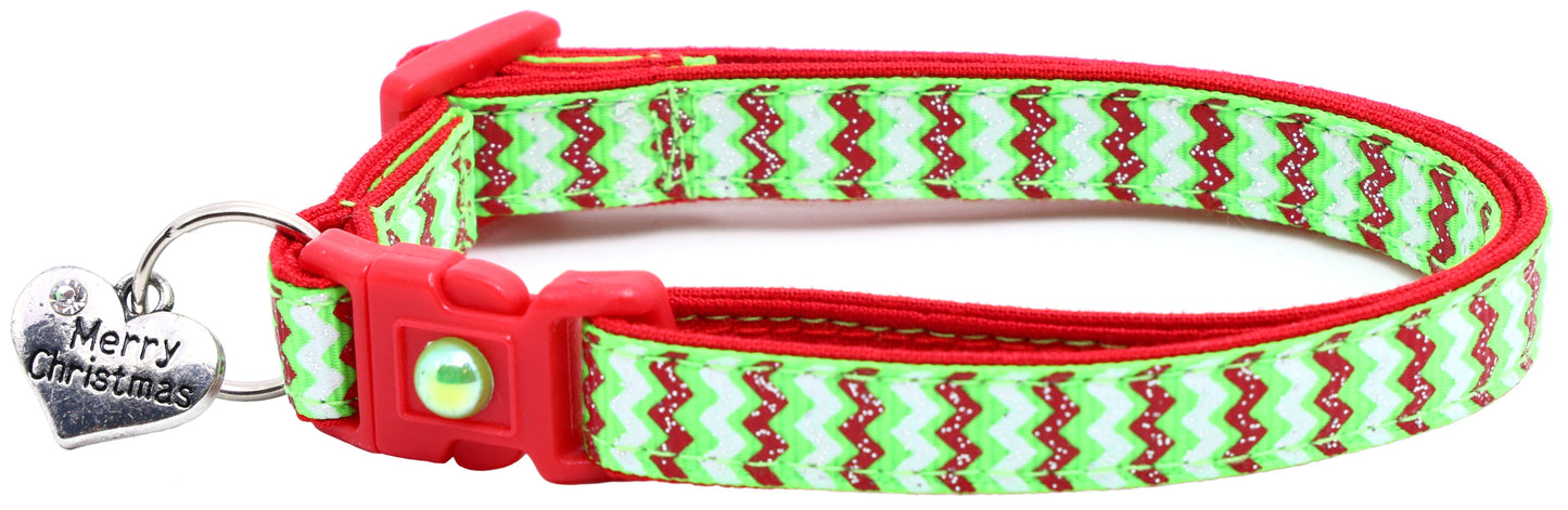 Christmas Chevron Breakaway Cat Collar-12