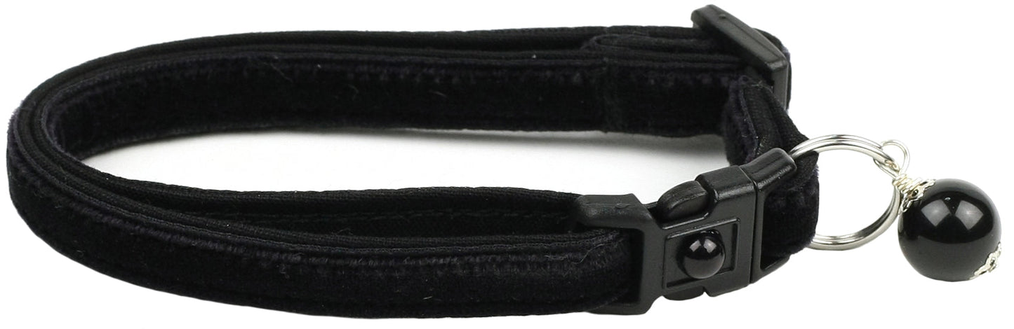Soft Black Velvet Cat Collar-2
