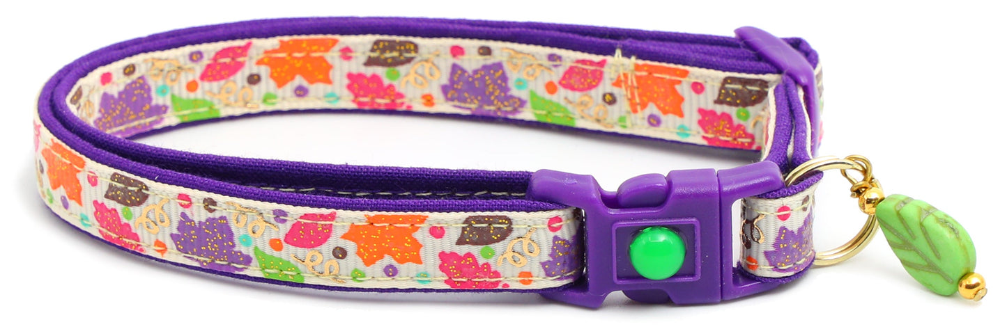 Fancy Fall Leaves Breakaway Cat Collar-17
