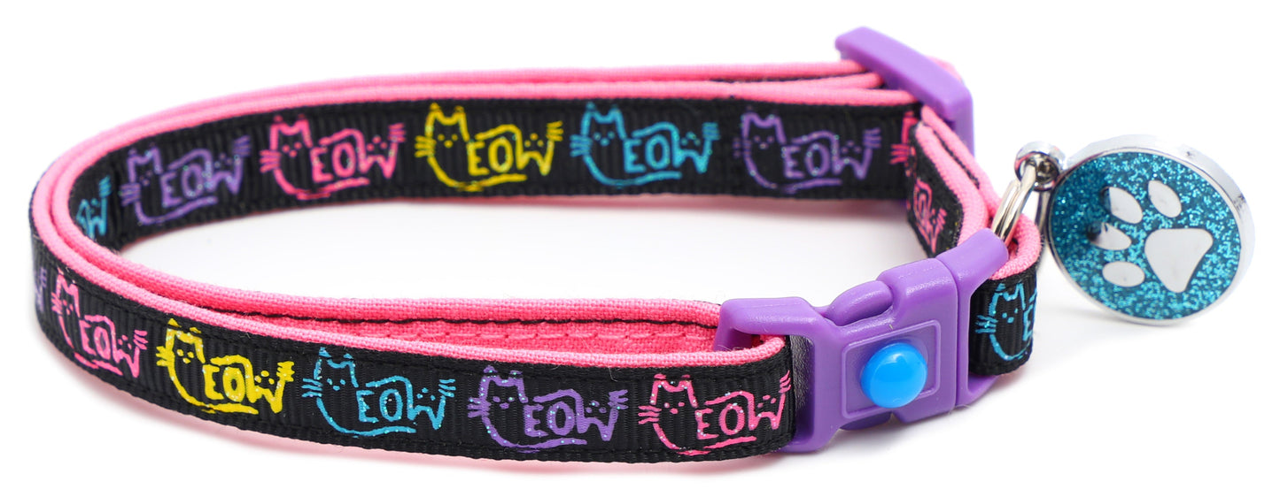 Colorful Meow Breakaway Cat Collar-2