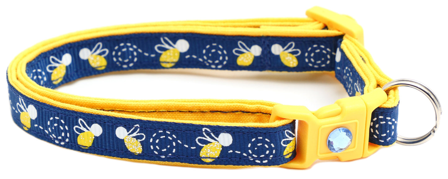 Fire Flies on Navy Cat Collar-3